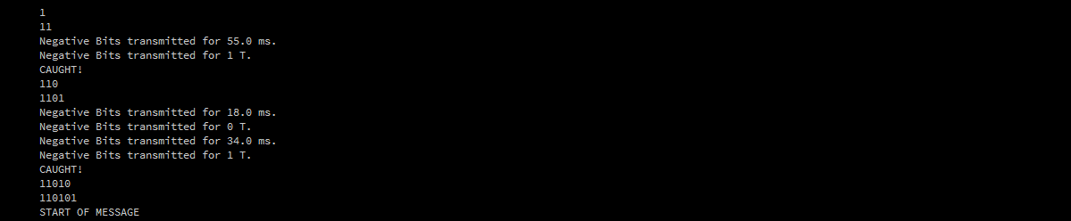 Konsolenausgaben bei Korrektur eines Übertragungsfehlers